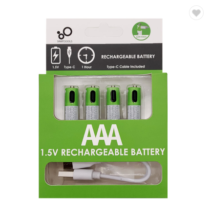 SMARTOOOLS AA or AAA USB Type C Rechargeable Li-ion Battery ( pack of 2 or pack of 4)