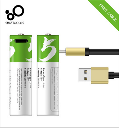 SMARTOOOLS AA or AAA USB Type C Rechargeable Li-ion Battery ( pack of 2 or pack of 4)