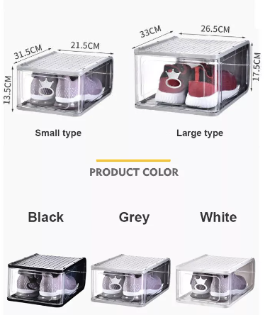 King Stackable Transparent Heavy duty Shoe Box