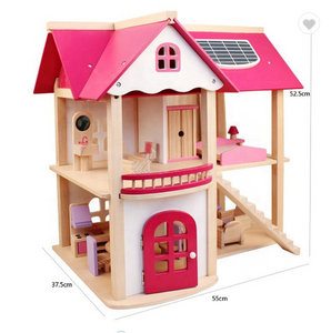 Good Kids DIY Pink Wooden  Doll House Pretend Play Toy Set