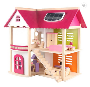 Good Kids DIY Pink Wooden  Doll House Pretend Play Toy Set