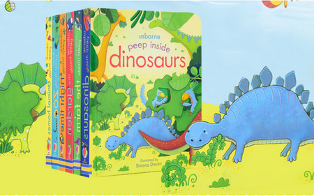 Usborne Peep Inside 6 Book Set (The farm, The Garden, Dinosaurs, Nigh Time, Animal Homes, The Zoo)