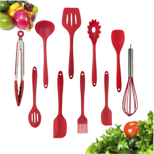 ECO LIFE Set of 10 Food Grade Heat Resistant Silicone Kitchen Utensils