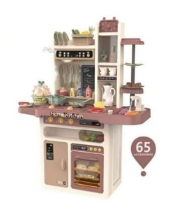 Pretend Play Toy Kitchen with Spray Mist, light & Sound,  65 accessories